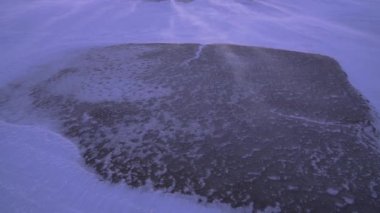 Derin Svalbard kışında kar fırtınası.