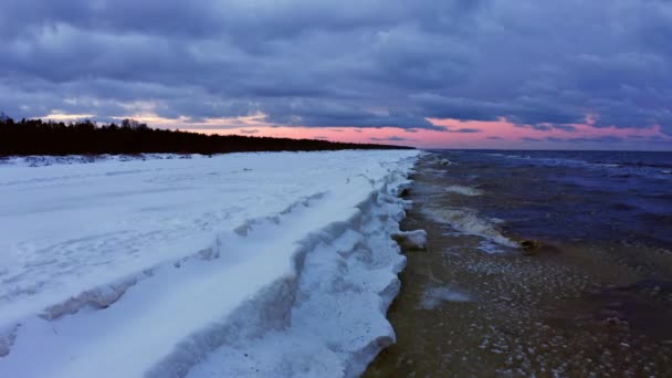 Top kilátás a Balti-tengerre télen A természet légi kilátása télen. — Stock videók