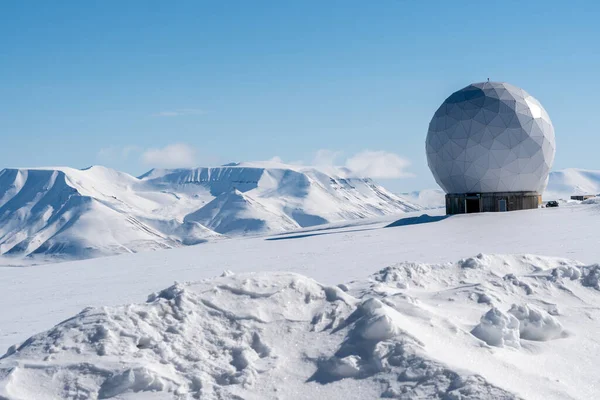 Svalbard Satellite Station Círculo Ártico Noruega Foto Alta Qualidade — Fotografia de Stock