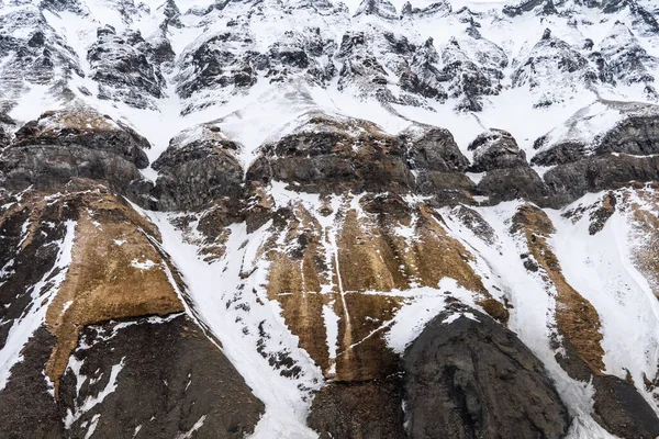 雪山的特写 北部景观纹理 斯瓦尔巴 巴伦茨堡附近斯瓦尔巴山脉美丽的地质特征 — 图库照片