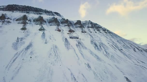 Aerial View Landscape Longyearbyen Svalbard Norway Drone Flight Coal Mining — Stock video