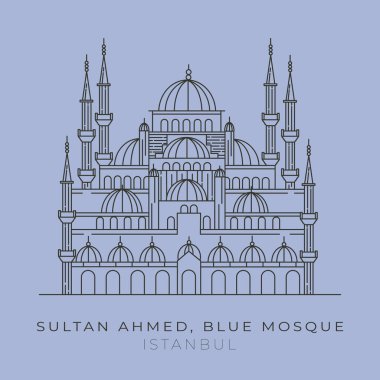 Mavi Cami Sultanı Ahmed Çizgi Resim Tasarımı 'nın vektörü