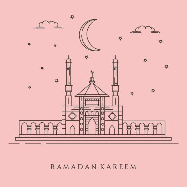 çizgi sanat camii peyzajı arkaplan tasarımı, bayram mübarek arkaplan tasarımı