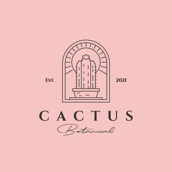 Cactus Houseplant Logo Vecteur Icône Illustration Design — Image vectorielle