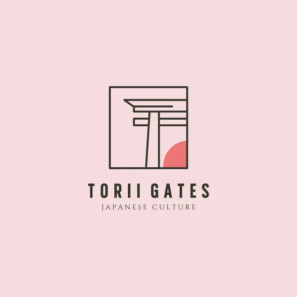 Torii Gate Minimaliste Logo Vectoriel Illustration Design Ligne Art Style — Image vectorielle