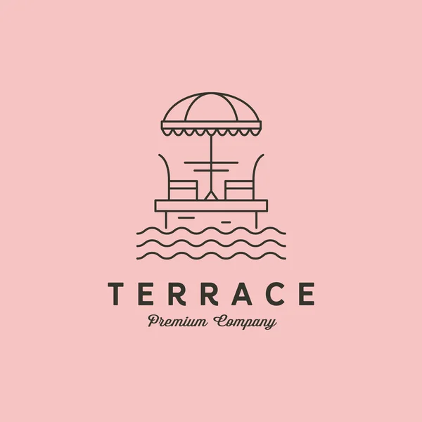 Terrace Cafe Line Logo Vektör Sembolü Minimalist Illüstrasyon Tasarımı — Stok Vektör
