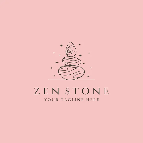 Zen Taşı Çizgisi Sanat Yoga Logosu Vektör Sembolü Çizim Tasarımı — Stok Vektör