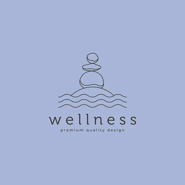 Su sembolü çizgisi çizimi olan denge taşı zen logo yoga vektörü