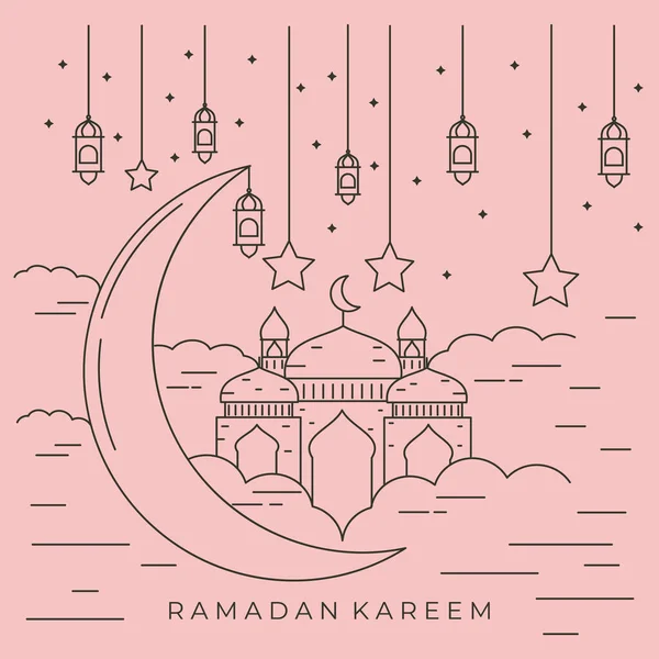 ramadan kareem çizgisi sanat vektörü çizim tasarımı
