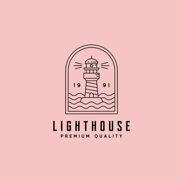 Deniz Feneri Amblemi Logosu Minimalist Vektör Çizim Tasarımı Çizgi Biçimi — Stok Vektör