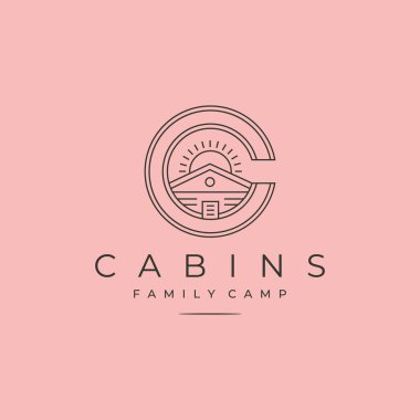 c harfi yaratıcı logo tasarımı ile kabin çizgisi sanat logosu sembolü vektörü
