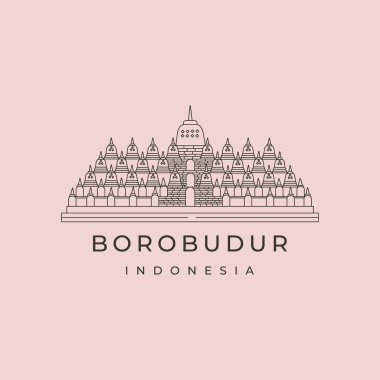 borobudur tapınak vektör çizgisi sanat logosu illüstrasyon tasarımı