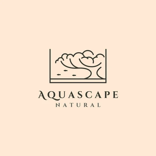 Aquascape Çizgisi Sanat Logosu Vektör Sembolü Çizimi Tasarımı — Stok Vektör