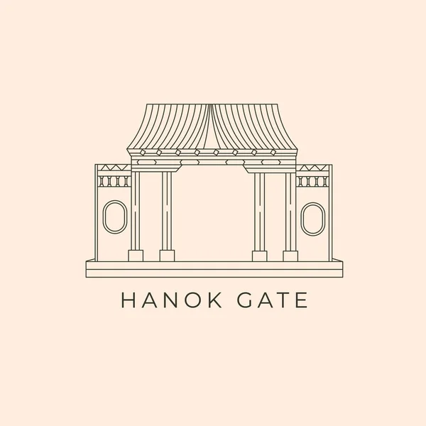Hanok Gate Kore Geleneksel Mimari Tasarımı — Stok Vektör
