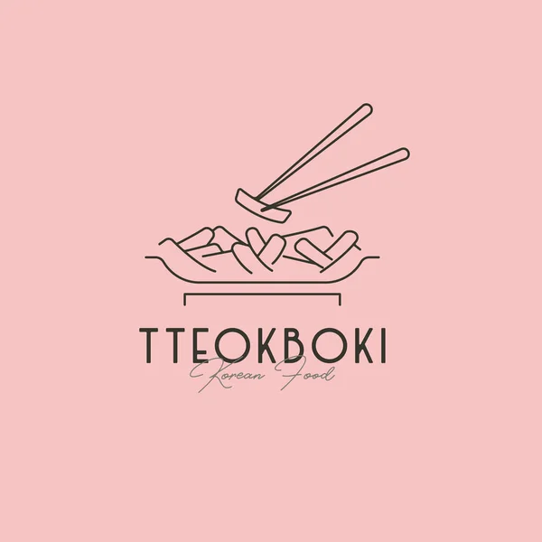 Çizgi Sanatı Tteokboki Kore Gıda Logosu Vektörü Asgari Çizim Tasarımı — Stok Vektör