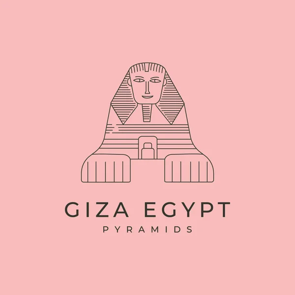 Giza logo vektör çizgisi sanat sembolü çiziminin harika sfenksi, Mısır simgesi