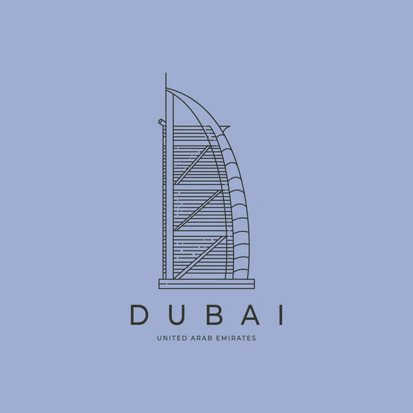 Dubai Uni Emirates Arab Tower Logo Vettoriale Linea Simbolo Illustrazione — Vettoriale Stock