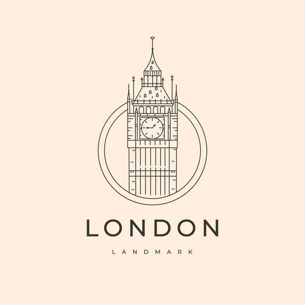 Big Ben London Tower Line Art Logo Vector Symbol Illustration — Stock Vector
