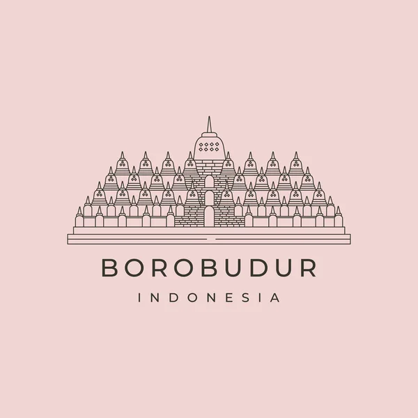 borobudur tapınak vektör çizgisi sanat logosu illüstrasyon tasarımı
