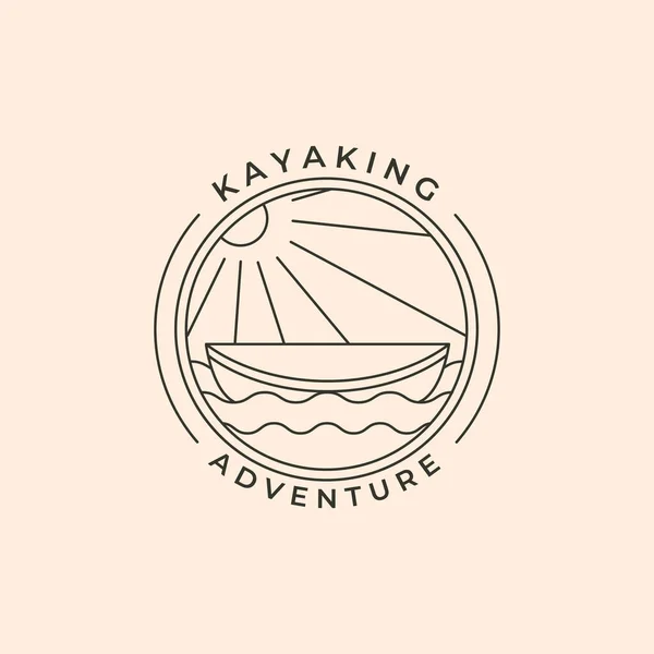 冒险皮划艇线艺术标志矢量符号设计 — 图库矢量图片