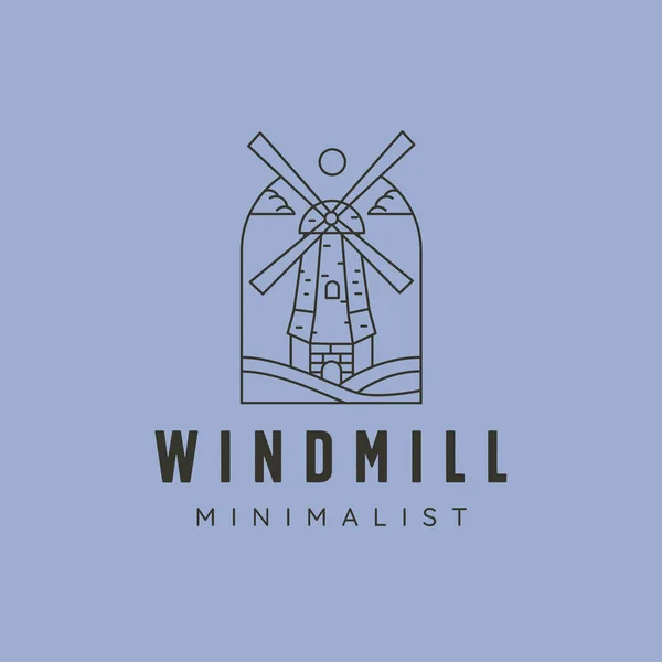 Windmill Line Art Logo Vector Symbol Illustration Design Line Art — Stock Vector