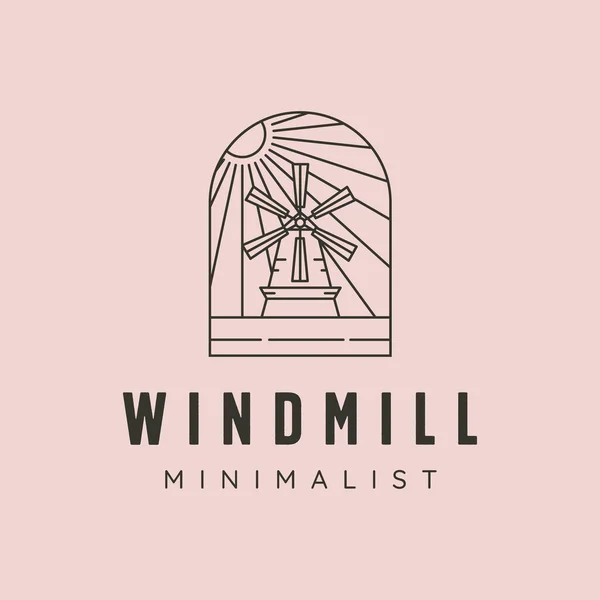 Windmill Minimalist Line Art Logo Vector Symbol Illustration Design — Stock Vector