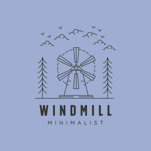 Windmill Minimalist Line Art Logo Vector Symbol Illustration Design — Stock Vector