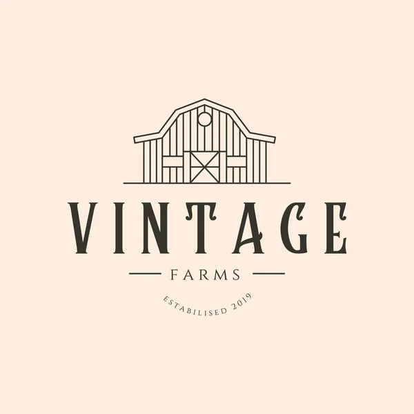 Klasik ahır çizgisi sanat logosu vektör sembolü çizimi tasarımı