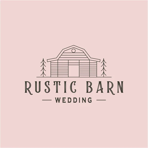 Kırsal ahır düğün çizgisi sanat logosu vektör sembolü çizimi tasarımı