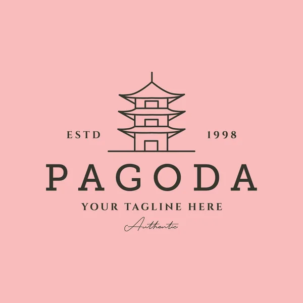 Japon Pagoda Simge Çizgisi Sanat Logosu Vektör Sembolü Tasarımı — Stok Vektör