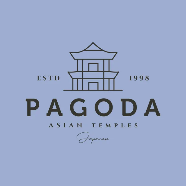 Geleneksel Japon Tapınakları Pagoda Çizgisi Sanat Logosu Vektör Sembolü Çizim — Stok Vektör