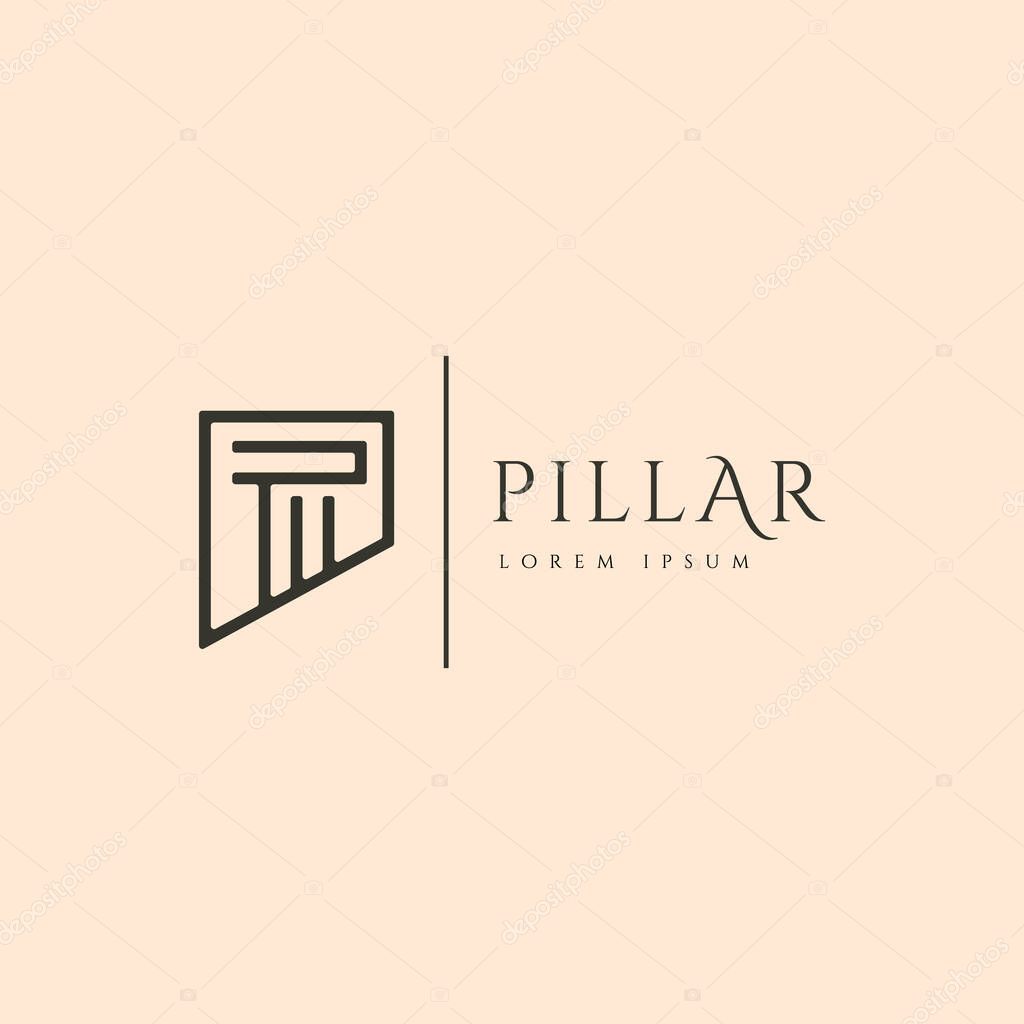 Pillar logo vector symbol design, letter T abstract law firm line art logo design