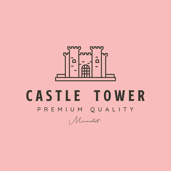 Castello Torre Linea Arte Logo Vettoriale Simbolo Illustrazione Design — Vettoriale Stock