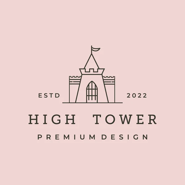 yüksek kule kale hattı sanat logosu vektör sembolü çizimi tasarımı