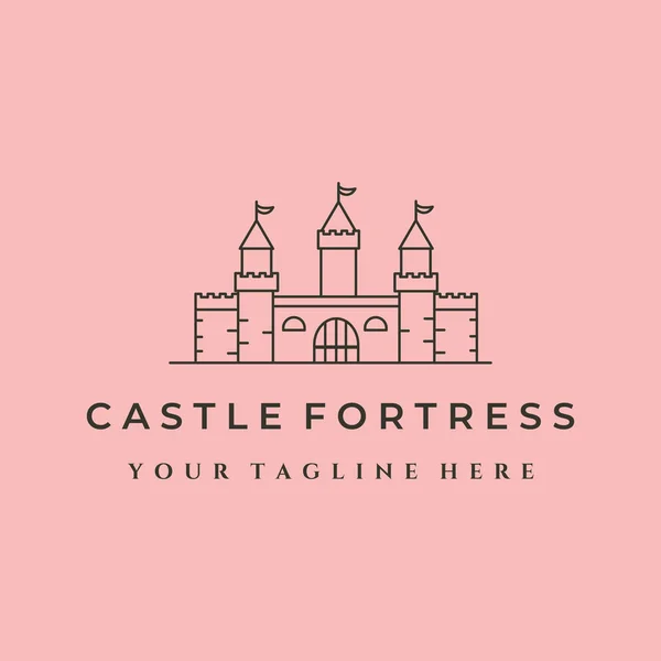 Castello Fortezza Linea Arte Logo Vettoriale Simbolo Illustrazione Design — Vettoriale Stock