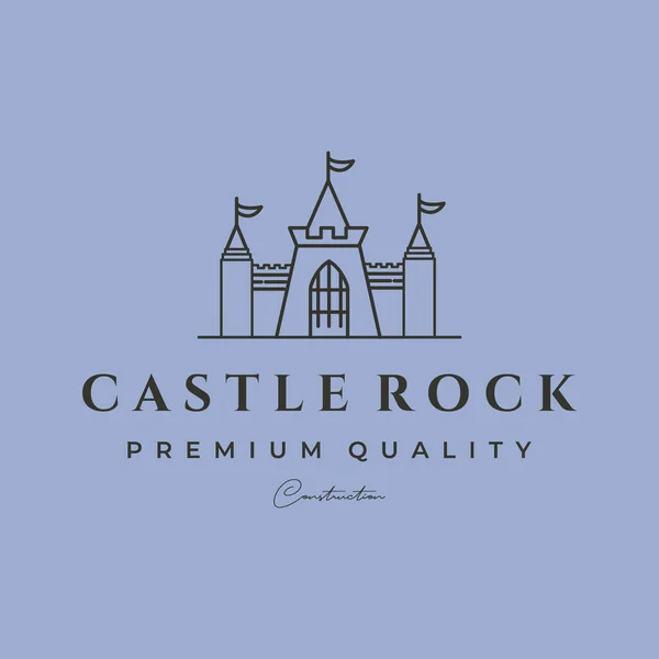 Castle Rock Çizgisi Sanat Logosu Vektör Sembolü Çizim Tasarımı — Stok Vektör