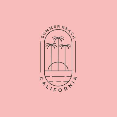 palm tree california line art logo vector symbol illustration design