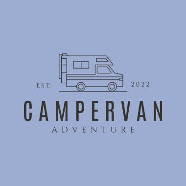 adventure camper van line art logo vector symbol illustration design