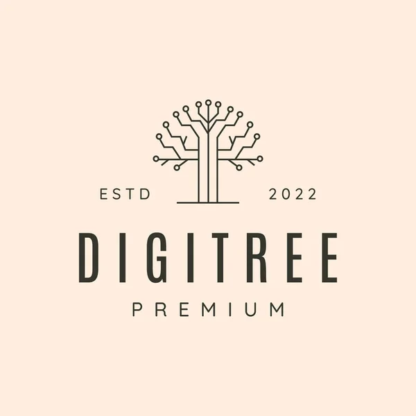 Digitree Premium Line Art Logo Vector Symbol Illustration Design — Stok Vektör