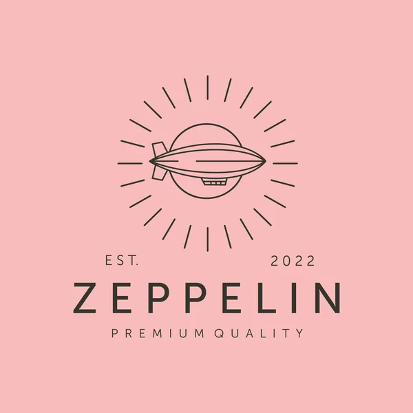 Sunburst Zeppelin Premium Line Art Logo Vector Symbol Illustration Design — Stok Vektör