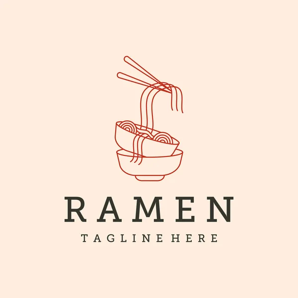 Ramen Noodles Line Art Logo Vector Symbol Illustration Design — Stok Vektör