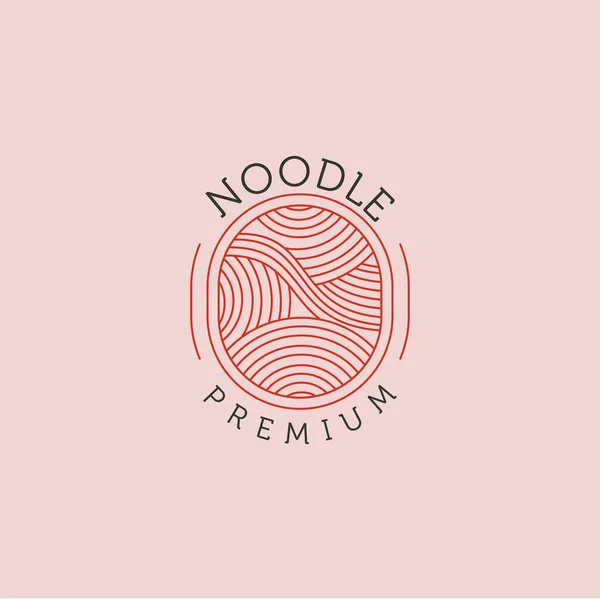 Noodle Premium Line Art Logo Vector Symbol Illustration Design — Stok Vektör