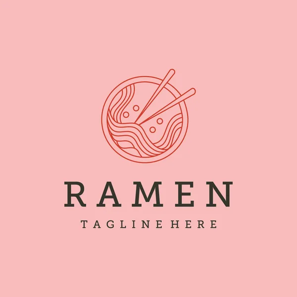 Yemek çubuğu ramen çizgisi sanat logosu vektör sembolü illüstrasyon tasarımı