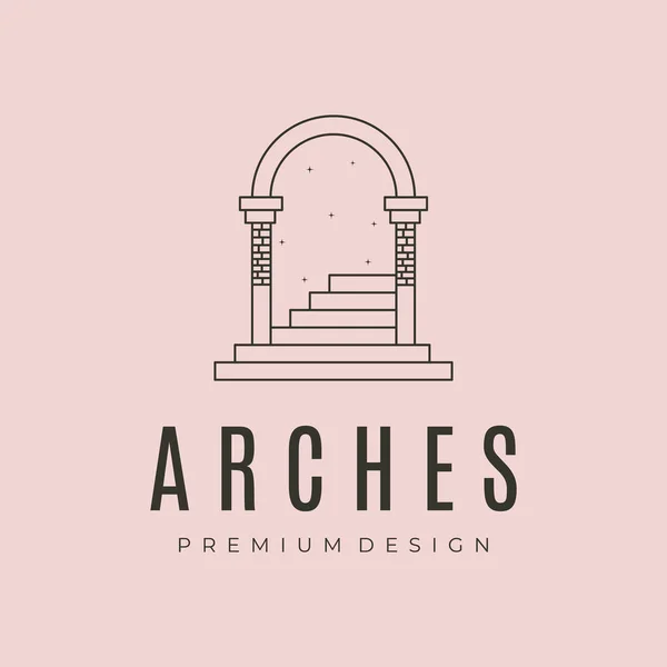 Arches Ladder Star Line Art Logo Vector Symbol Illustration Design — Stok Vektör