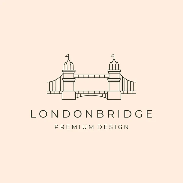 London Bridge Flag Premium Line Art Logo Vector Symbol Illustration — Stok Vektör