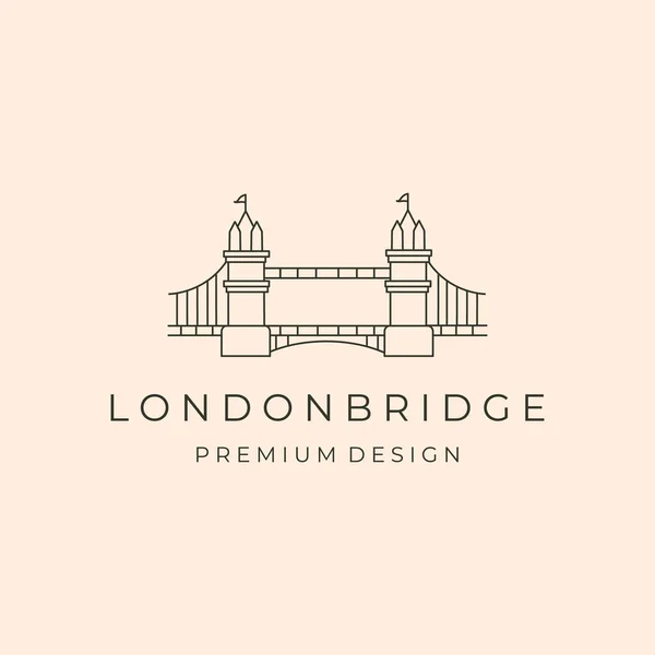 Londra Köprüsü Premium Çizgisi Sanat Logosu Vektör Simgesi Çizimi Tasarımı
