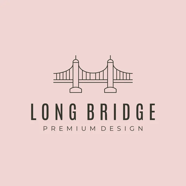 Long Bridge Icon Line Art Logo Vector Symbol Illustration Design — Stok Vektör