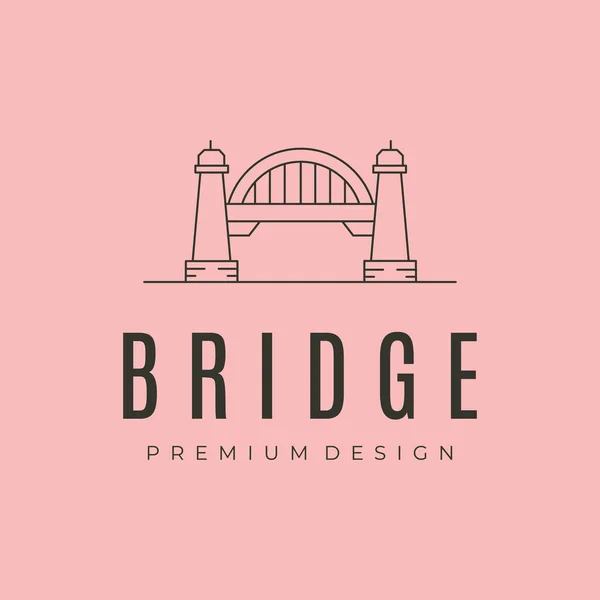 Bridge River Line Art Logo Vector Symbol Illustration Design — Stok Vektör