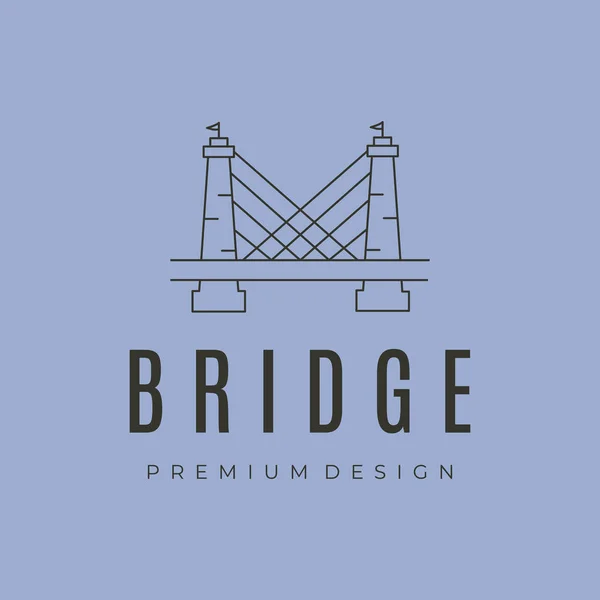 Pont Drapeau Icône Ligne Art Logo Vecteur Symbole Illustration Conception — Image vectorielle