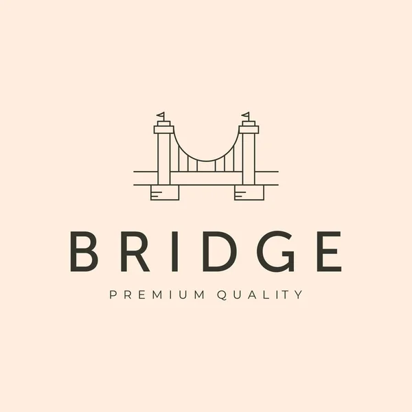 Ponte Bandiera Premium Costruzione Linea Arte Logo Vettoriale Simbolo Illustrazione — Vettoriale Stock